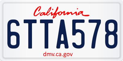 CA license plate 6TTA578