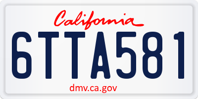 CA license plate 6TTA581