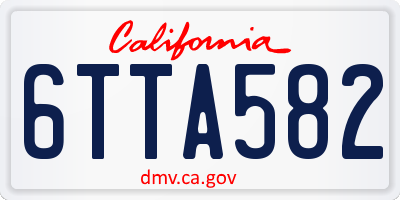CA license plate 6TTA582