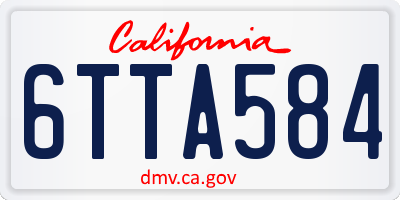 CA license plate 6TTA584