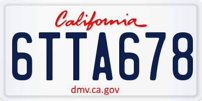 CA license plate 6TTA678