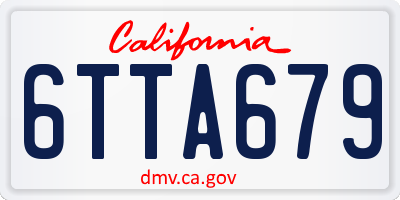 CA license plate 6TTA679