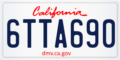 CA license plate 6TTA690