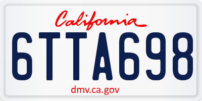 CA license plate 6TTA698