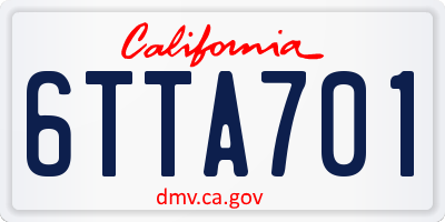 CA license plate 6TTA701