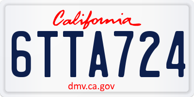 CA license plate 6TTA724