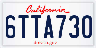CA license plate 6TTA730