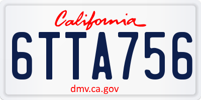 CA license plate 6TTA756