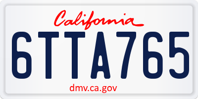 CA license plate 6TTA765