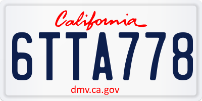CA license plate 6TTA778