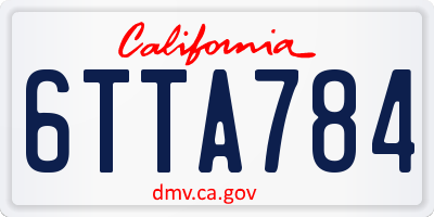 CA license plate 6TTA784