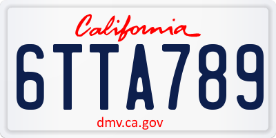 CA license plate 6TTA789