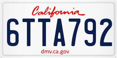 CA license plate 6TTA792