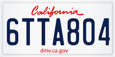 CA license plate 6TTA804