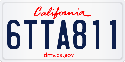 CA license plate 6TTA811