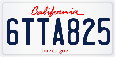 CA license plate 6TTA825