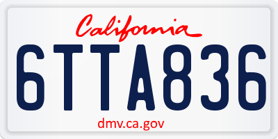 CA license plate 6TTA836