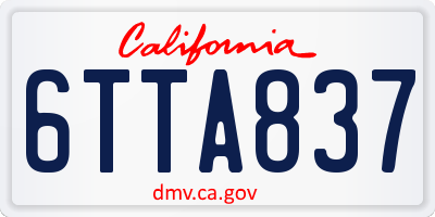 CA license plate 6TTA837