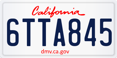 CA license plate 6TTA845