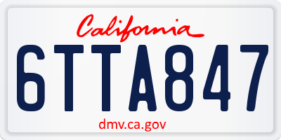 CA license plate 6TTA847