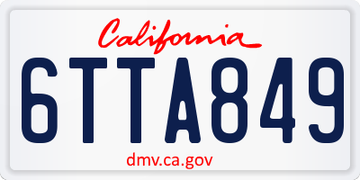 CA license plate 6TTA849