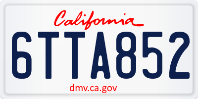 CA license plate 6TTA852