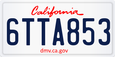 CA license plate 6TTA853