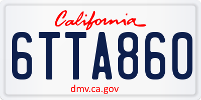 CA license plate 6TTA860
