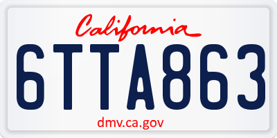 CA license plate 6TTA863