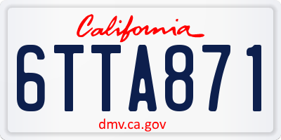 CA license plate 6TTA871