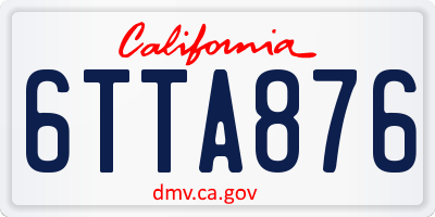 CA license plate 6TTA876