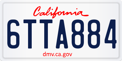 CA license plate 6TTA884