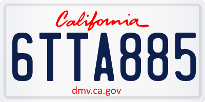 CA license plate 6TTA885