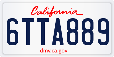 CA license plate 6TTA889