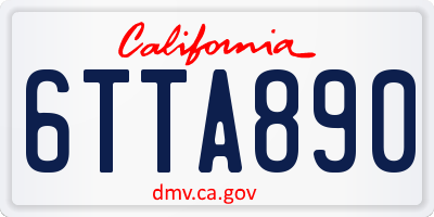 CA license plate 6TTA890