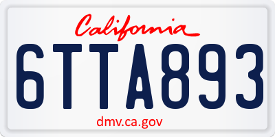 CA license plate 6TTA893