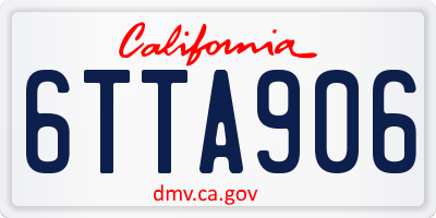 CA license plate 6TTA906