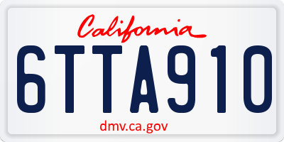 CA license plate 6TTA910