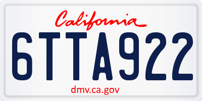 CA license plate 6TTA922