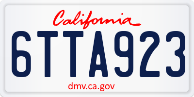 CA license plate 6TTA923