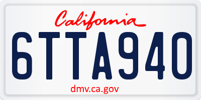 CA license plate 6TTA940