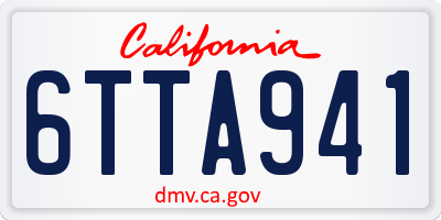 CA license plate 6TTA941