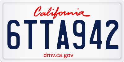 CA license plate 6TTA942