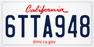 CA license plate 6TTA948