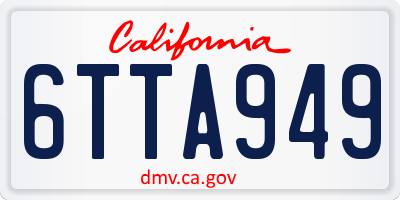 CA license plate 6TTA949