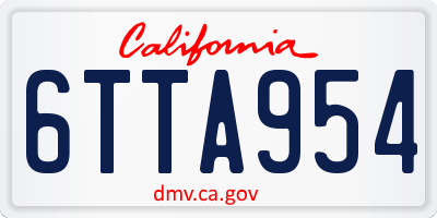 CA license plate 6TTA954