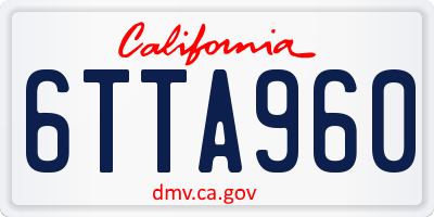 CA license plate 6TTA960