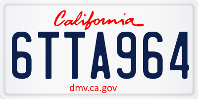 CA license plate 6TTA964