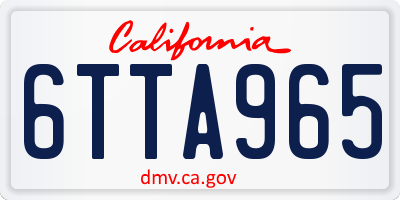 CA license plate 6TTA965
