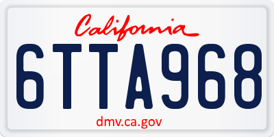 CA license plate 6TTA968